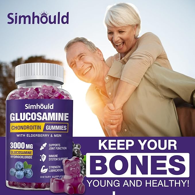 Glucosamine Chondroitin Gummies - 3000MG Extra Strength Joint Support Supplement with MSM & Elderberry, Flexibility, Antioxidant Immune Support Gummy for Adults, Men & Women