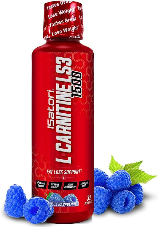 iSatori L-Carnitine LS3 1500, Triple-Blend Liquid L Carnitine Supplement, with Acetyl & Tartrate, Stimulant Free Energy, No Calories, Sugar or Gluten, Keto-Friendly, Blue Raspberry (32 Servings)