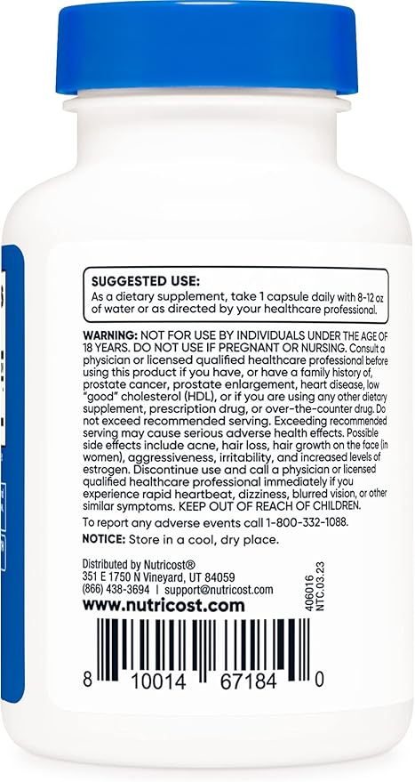 Nutricost DHEA 50mg, 120 Capsules - Gluten Free, Soy Free, Non-GMO, Supplement