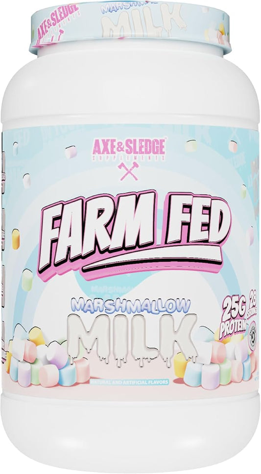Axe & Sledge Supplements Farm Fed 100% Whey Protein Isolate with Digestive Enzymes (Marshmallow Milk)
