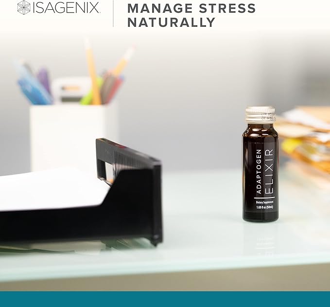 Isagenix Adaptogen Elixir - Liquid Supplement for Health Support - Focus & Sleep Support Supplement - Unique Botanical Blend to Support a Healthy Immune System - 1.59 Oz Bottles (10 Count)