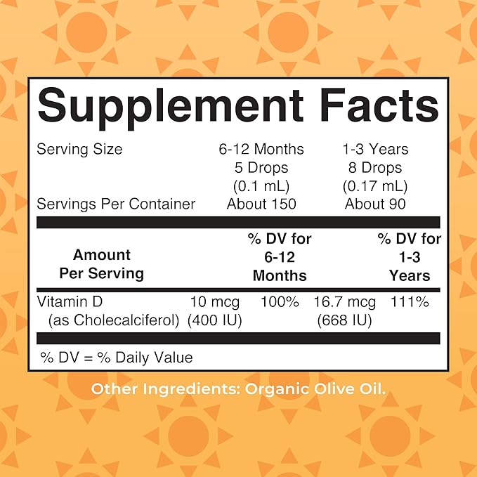 MaryRuth Organics USDA Organic Vitamin D Drops | Vitamin D3 Liquid | Sugar Free | Liquid Vitamin D Drops Immune Support for Infants & Toddlers | VIT D3 | Gluten Free | Non-GMO | 90-150 Servings