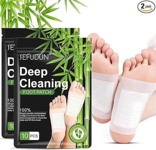 20PCS Natural Bamboo Ginger Powder Foot Pads for Foot Care, Deep Cleansing, Relaxation, Sleep Aid