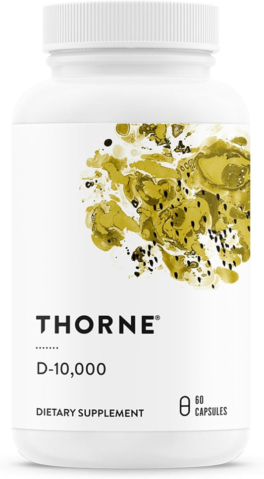 THORNE Vitamin D3 Supplement - Supports Healthy Bones, Teeth Muscles, Cardiovascular & Immune Function* - Gluten, Dairy & Soy-Free - 10,000 IU - 60 Capsules