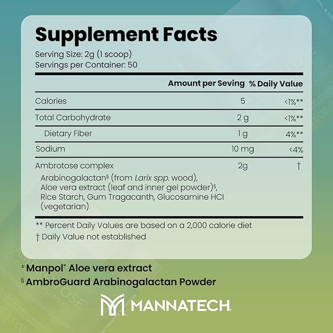 Mannatech Ambrotose Complex Immune Support Supplement, Supports Cell-to-Cell Communication and a Healthy Immune Defense, with Manapol Powder - 100% Aloe Vera Supplement 25 Days Supply