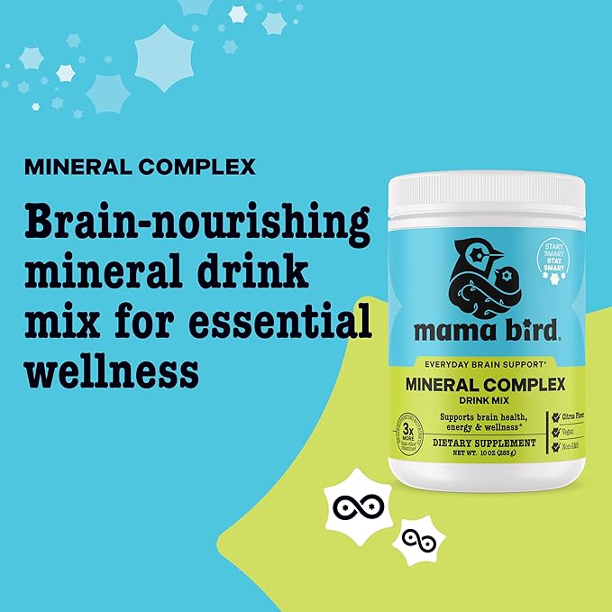 Best Nest Wellness Mama Bird Mineral Complex - Brain Health Support Multivitamin - Aids Bone Development for Mother & Baby - Drink Supplement with Choline & Magnesium - Lemon-Lime, 285 g (30 Servings)