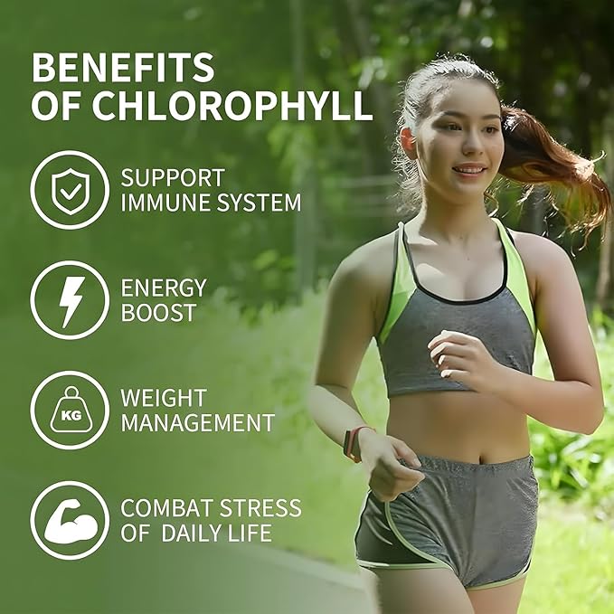 Chlorophyll Gummies with Black Seed Oil, Moringa, Probiotic for Body Odor, Digestion, Skin, Hair, and Immunity Support - Adults Kids Women Men, 60 Apple Flavored Gummies