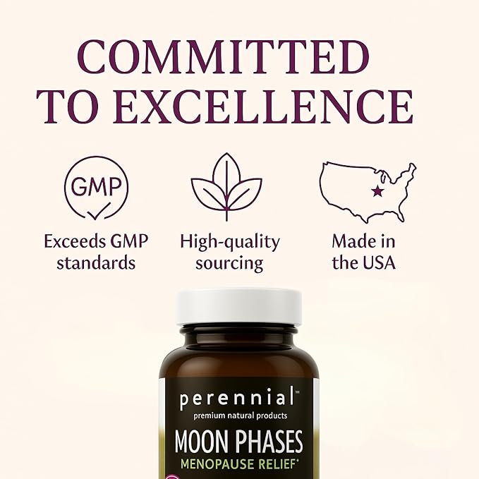 Perennial Life Moon Phases Menopause Relief Formula - Natural Hormonal Support Supplements 120 Capsules - Made of Herbs