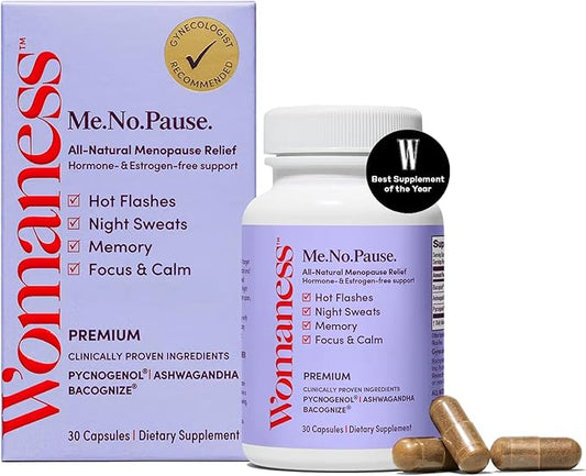 Womaness Menopause Supplements for Women - Perimenopause & Menopause Relief for Hot Flashes, Night Sweats, Vaginal Dryness, Brain Fog & Mood Support - Hormone & Estrogen-Free (30 Capsules)