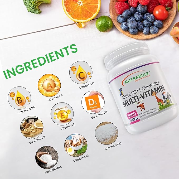 Children's Chewable Multi-Vitamin Tablets for Immune, Bone, and Brain Support - 6000 Count (6 Bottles of 1000)