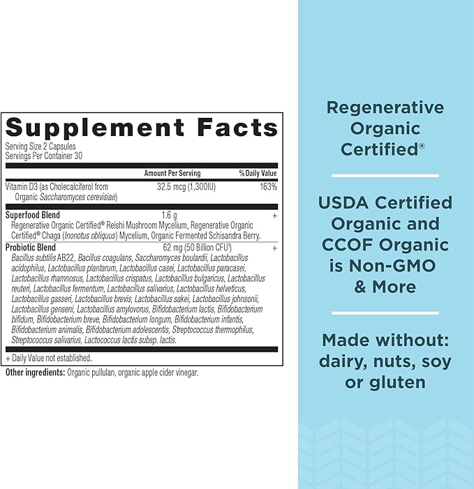 Ancient Nutrition Regenerative Organic Certified Probiotics for Women, Probiotics Women’s Extra Strength, Healthy Digestion and Immune System Function Support, 25 Billion CFUs* Per Serving, 60 Count