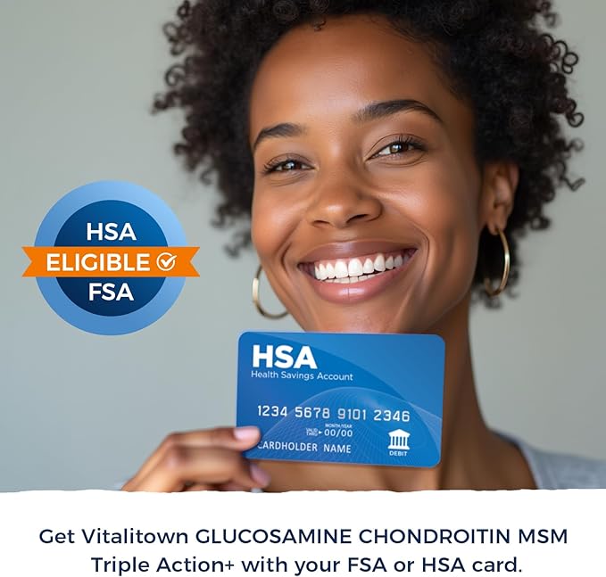 Vitalitown Glucosamine Chondroitin MSM | Collagen, Boswellia, Turmeric, Hyaluronic Acid, Bromelain | Triple Action+ Formula | 12 Move-Freely Ingredients | 90 Tablets, No Shellfish