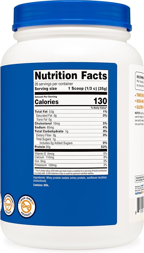 Nutricost Whey Protein Isolate (Unflavored) 2LBS