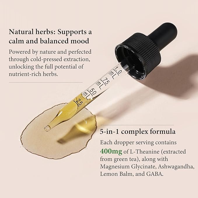 Oasisforce L Theanine 400mg Liquid Drops, L-Theanine Supplement for Adults & Kids with GABA, Magnesium & Ashwagandha, Natural Sleep, Focus & Relaxation Support, Vegan, Alcohol-Free, Non-GMO, 2 FL OZ