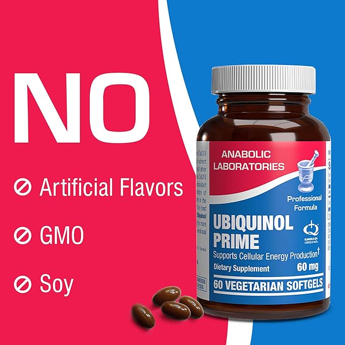 Anabolic Laboratories Coenzyme Q10 Ubiquinol Supplement - 60 Vegetarian Softgels for Cellular Energy Production - CoQ10 60 mg