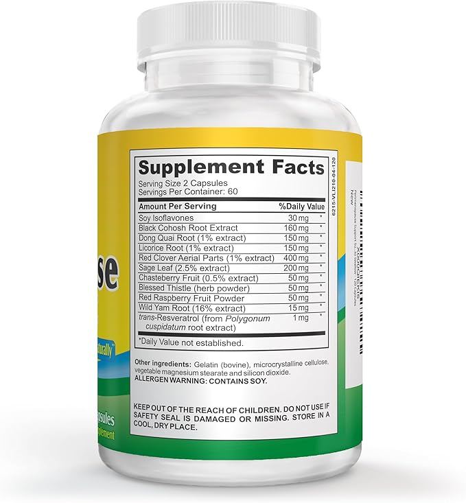 2-Month PeriMenopause Supplements ALL-IN-1 Natural Hormone Support with 11 Potent/Proven Herbs & Extracts | Peri-Menopause Supplement for Women | Female Hormonal Balance | 60-Day Supply | 120 Capsules