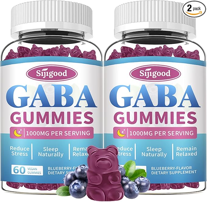 2 Pack GABA Gummies for Adults, Relaxation, Zzz & Mood – Sugar-Free Calm Gummies with L-Theanine, 5-HTP, Vitamin D3 – Natural Zzz Support, GABA Supplements for Kids, 120 Count