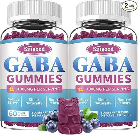 2 Pack GABA Gummies for Adults, Relaxation, Zzz & Mood – Sugar-Free Calm Gummies with L-Theanine, 5-HTP, Vitamin D3 – Natural Zzz Support, GABA Supplements for Kids, 120 Count