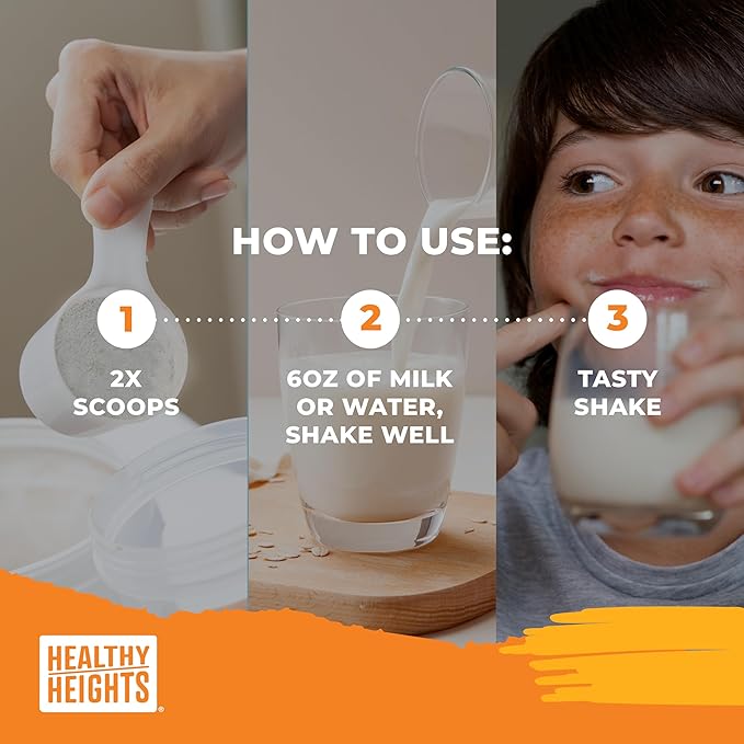 Healthy Heights Grow Daily Kids Protein Drink Mix (Plain) - High Protein Shake for Boys 10+