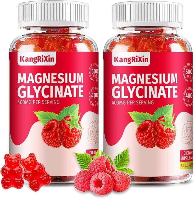 Magnesium Glycinate Gummies - Sugar Free Magnesium Supplements for Adults and Kids, High Absorption Magnesium Gummies with Magnesium Malate Gelatin Free (60 Count (Pack of 2))