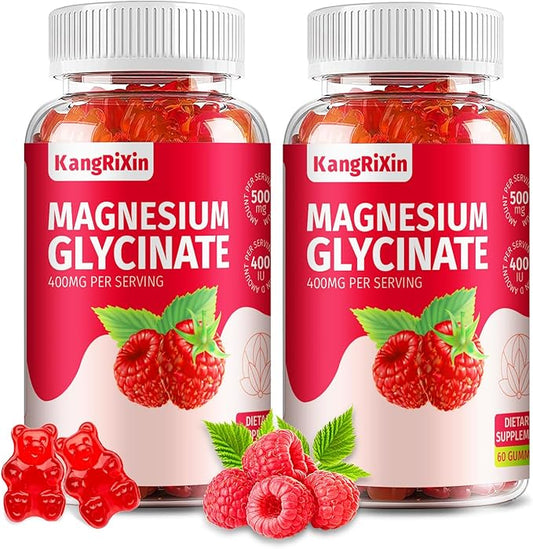 Magnesium Glycinate Gummies - Sugar Free Magnesium Supplements for Adults and Kids, High Absorption Magnesium Gummies with Magnesium Malate Gelatin Free (60 Count (Pack of 2))