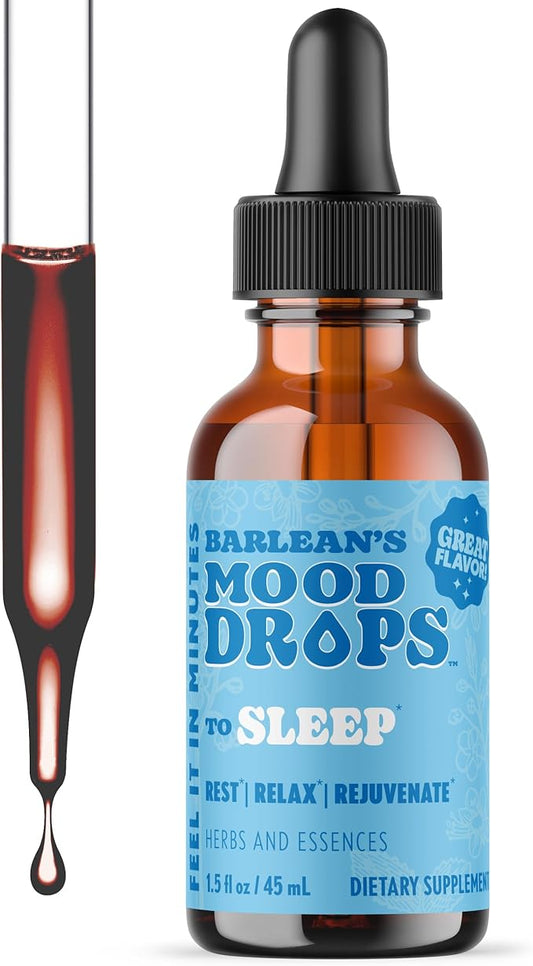 Barlean's Mood Booster Supplement, Sleep Liquid Drop Supplement for Men and Women, Magnesium and Melatonin, Adaptogen Herbs Drops, 1.5 oz