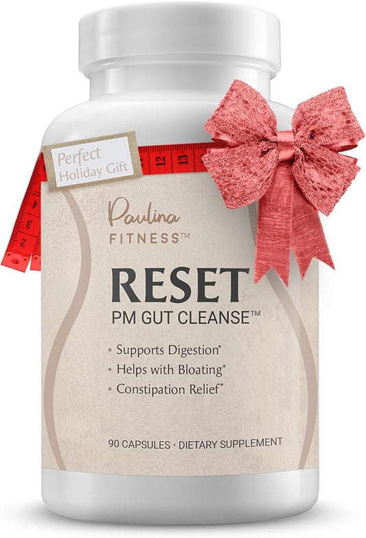 Paulina FITNESS Reset Overnight Digestive Aid, Bloating Relief, & Gut Health Supplement | Natural Detox & Digestive Cleanse to Support Weight Management and Relieve Constipation | 90 Capsules
