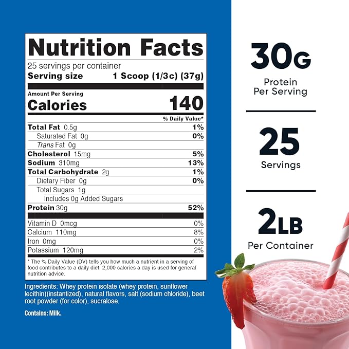 Nutricost Whey Protein Isolate (Strawberry Milkshake) 2LBS