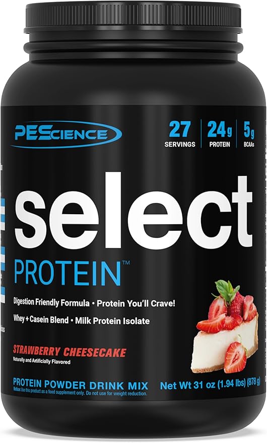 PEScience Select Low Carb Protein Powder, Strawberry Cheesecake, 27 Serving, Keto Friendly and Gluten Free