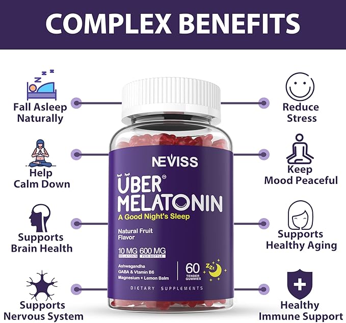 2 Pack Melatonin Gummies 10mg 20mg for Adults, Extra Strength with L-theanine, Tryptophan, B6, B12, Ashwagandha, Magnesium, GABA & Lemon Balm Extract, Supports Health Circadian Rhythm & Nervous System