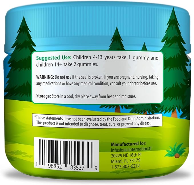 Infusions Super Green Gummies for Kids 90 Count - Superfood Booster Soft and Delicious 8 Powerful Blends Vegan Friendly Gluten Free & Non-GMO