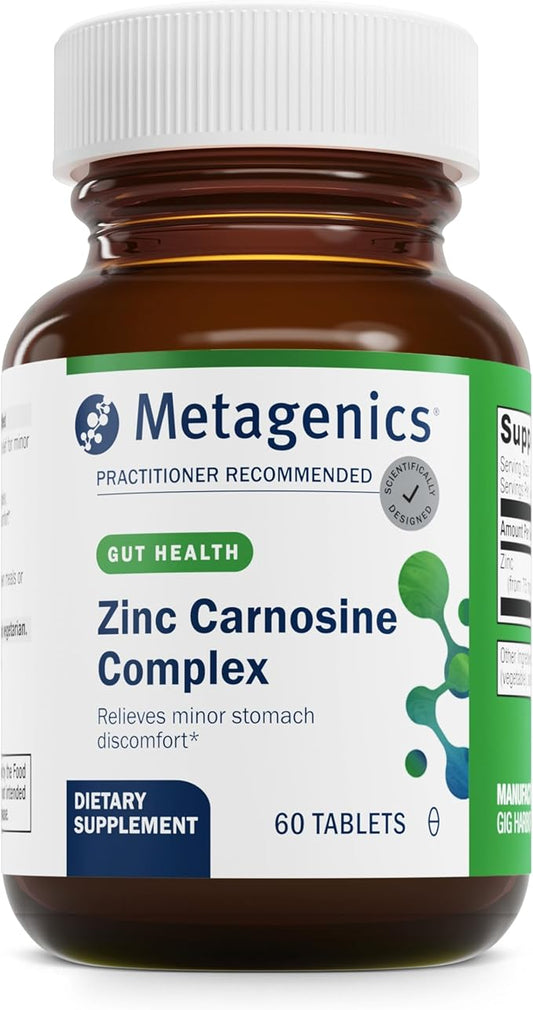 Metagenics Zinc Carnosine Complex High Potency Zinc Carnosine Supplement to Help Relieve Minor Stomach Discomfort - 60 Tablets