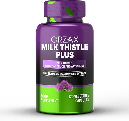 ORZAX Milk Thistle 250 mg - Liver Cleanse Detox & Repair Support - Herbal Supplement - 80% Silymarin Standardized, Dandelion Root & Artichoke Extract - Vegan & Non-GMO - 120 Capsules - 120 Day Supply