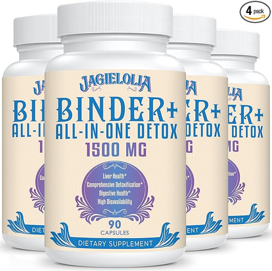 All-In-One Detox Binder Supplement 1500 MG - High Bioavailability, Liver Gut Detox Cleanse with Activated Charcoal, Zeolite & Bentonite Clay for Toxins, Liver, Digestive, 360 Vegan Capsules
