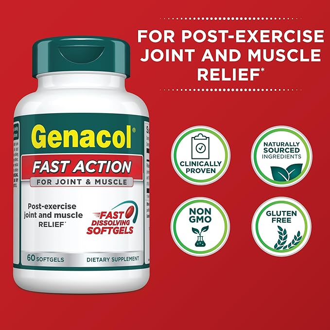 Genacol Fast Action Natural Formula with Curcumin, Boswellia & Black Sesame Oil | All-Natura | Non-GMO | 60 Fast Dissolving Softgels