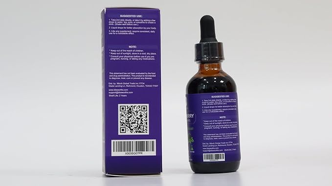Elderberry Syrup | Quercetin Black Elderberry Liquid Drop with Quercetin, Panax Ginseng for Immune Support | Sambucus Elderberry with Vitamin C and Zinc, D3 | Vegan | Non-GMO | Original