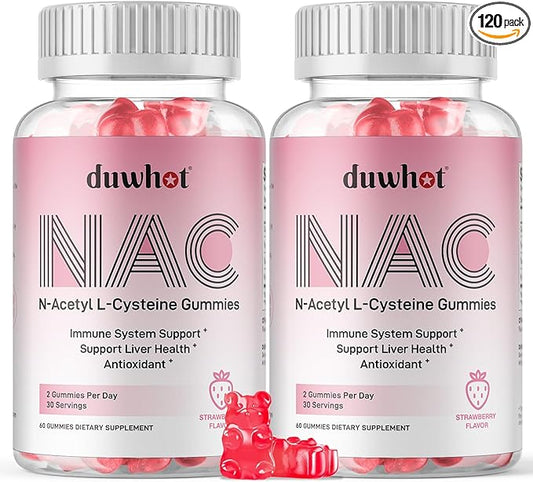NAC Gummies 600mg, N Acetyl Cysteine Supplement NAC Chewable for Antioxidants & Immune Support, Lung & Liver Health, Natural Strawberry Flavor, 120ct
