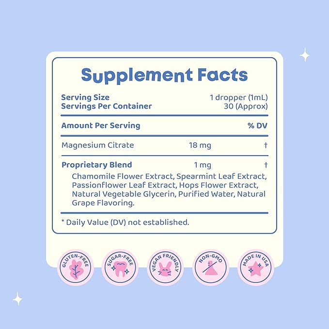 JoySpring Magnesium Citrate Liquid for Kids – Sugar & Gluten-Free Magnesium Supplement with Chamomile & Passion Flower – Calm Support for Kids & Adults – 30 Servings