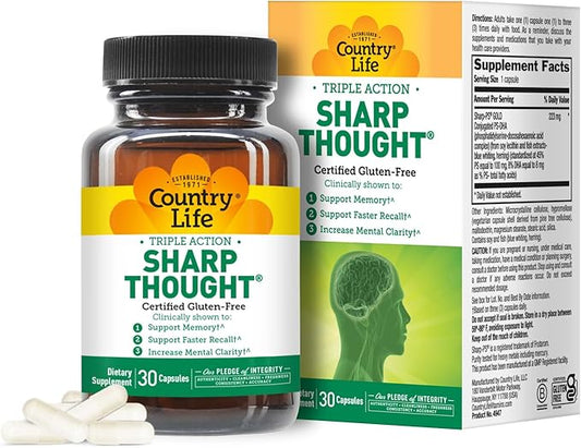 Country Life Sharp Thought 30 Capsules, Certified Gluten Free…