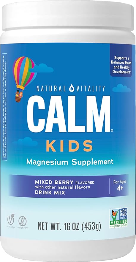 Natural Vitality Calm Sleep, Magnesium Citrate, Sleep Aid Drink Mix, GABA, Sleep Aid, Vegan, Gluten Free & Non-GMO, Mixed Berry Flavored, 16 oz.