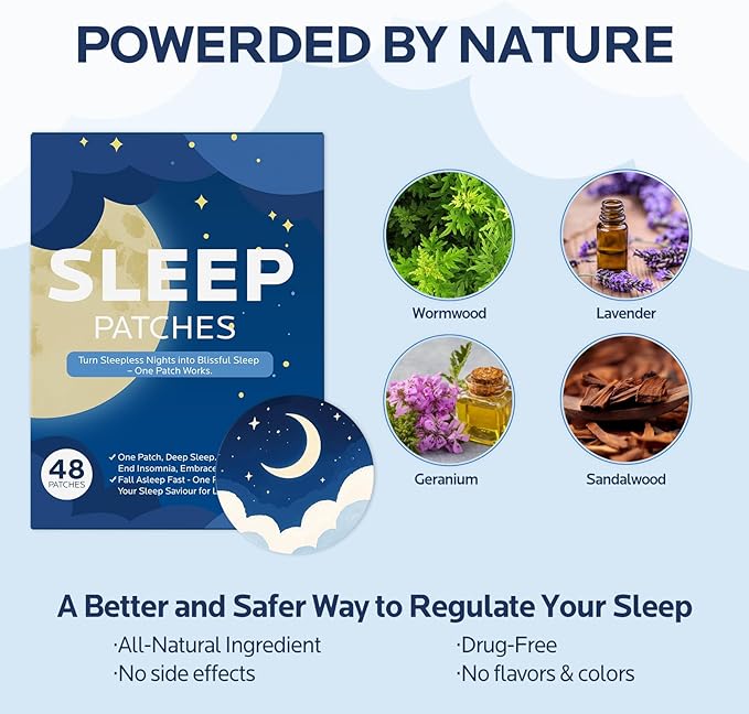 Sleep Patches for Adults Extra Strength: All Natural Plant Ingredients - 8-Hour Overnight Sleep Support (48pcs)