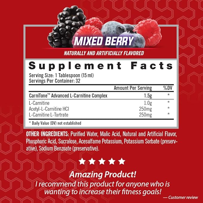 iSatori L-Carnitine LS3 1500, Triple-Blend Liquid L Carnitine Supplement, with Acetyl & Tartrate, Stimulant Free Energy, No Calories, Sugar or Gluten, Keto-Friendly, Mixed Berry Flavor (32 Servings)