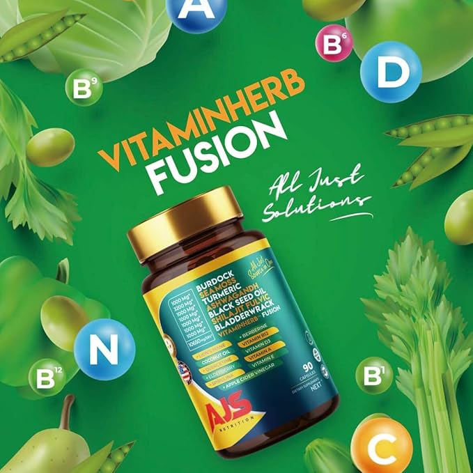 AJS Sea Moss Capsules 3200mg, Himalayan Shilajit 1000mg with Black Seed Oil, Ashwagandha, Turmeric, Bladderwrack, Burdock, Vitamins, Berberine, Lion’s Mane Mushroom, Elderberry- 90 Caps
