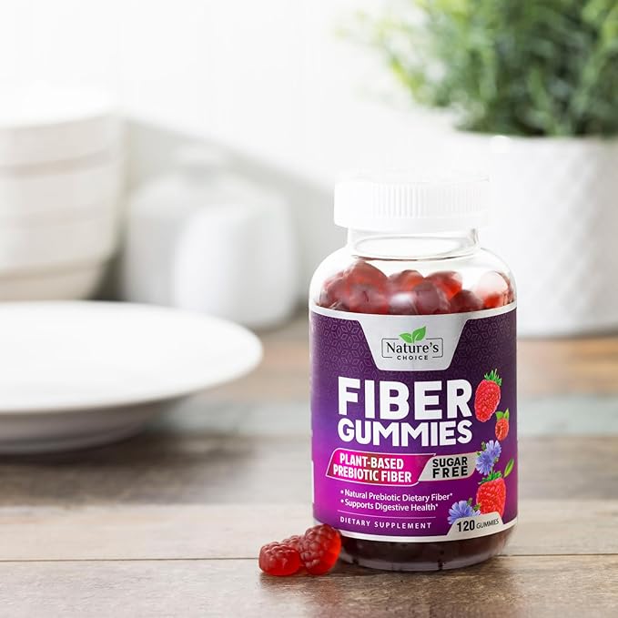 Sugar Free Fiber Gummies for Adults, Daily Prebiotic Natural Soluble Fiber Supplement & Digestive Health Support - Regularity & Digestion Health Support, Plant Based Berry Flavor - 120 Gummies