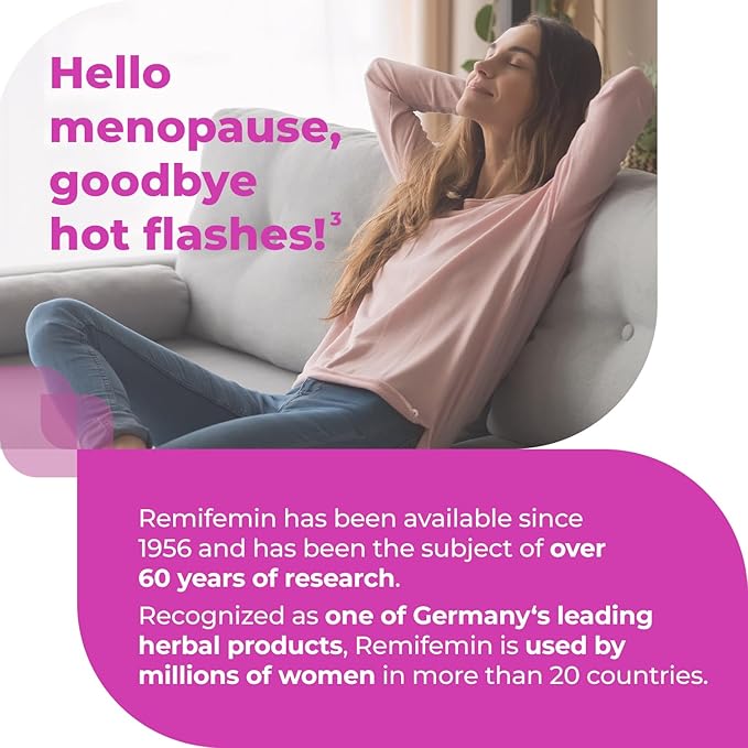 Menopause Symptoms Relief - Clinically Proven Ingredients - Menopause Supplements - Black Cohosh - Estrogen-Free - Made in Germany - 120 Tablets