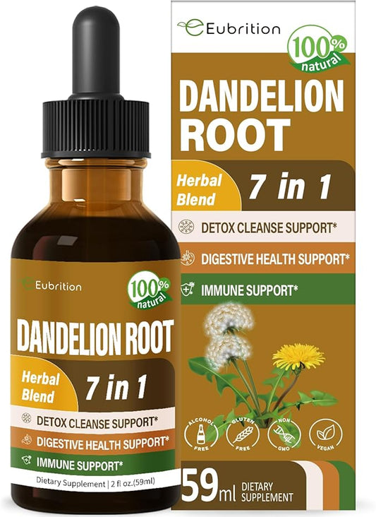 Herbal Liquid Drops, Natural Dandelion Root Burdock Licorice Extract Support Detox Cleanse, Digestive Health & Immunity. 2oz
