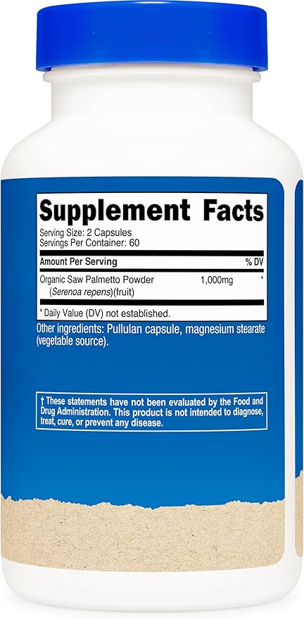 Nutricost Saw Palmetto 1000mg, 120 Capsules - CCOF Certified Made with Organic Saw Palmetto, Vegetarian Friendly, 60 Servings, 500mg Per Capsule, Gluten Free