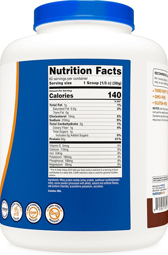 Nutricost Whey Protein Isolate Powder (Milk Chocolate) 5LBS