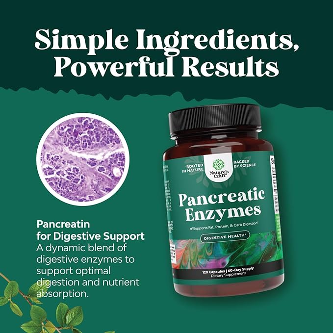 Pancreatin Digestive Enzymes for Digestive Health - Pancreatic Enzymes for Humans with Fat Carb and Protein Digestive Enzymes for Women and Men - Protease Amylase & Lipase Enzymes for Digestion -120ct