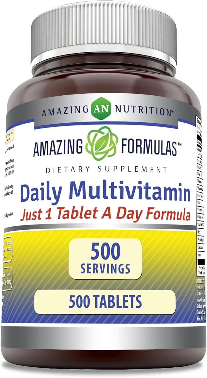 Amazing Formulas Daily Multivitamin 500 Tablets Supplement | Just 1 Tablets A Day | Non-GMO | Gluten Free | Made in USA